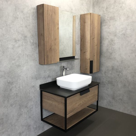 Тумба подвесная с раковиной Comforty Кёльн 90 см, дуб тёмный - фото 7