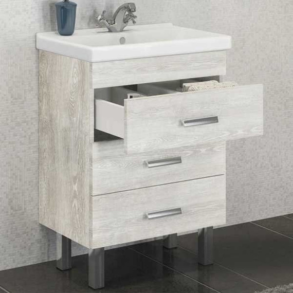 Тумба напольная с раковиной Comforty Никосия 60H 60 см, дуб белый - фото 