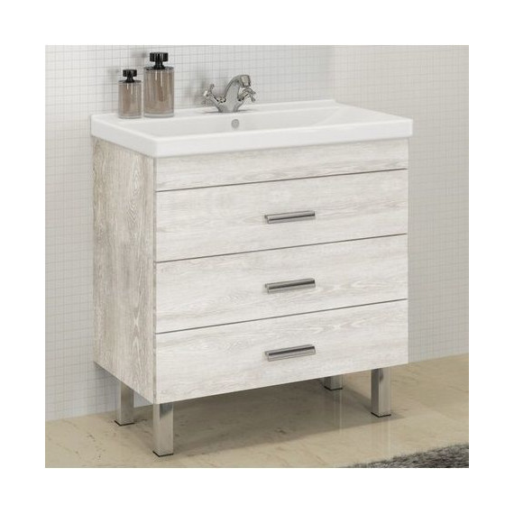 Тумба напольная с раковиной Comforty Никосия 80H 80 см, дуб белый - фото 