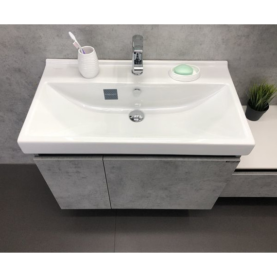 Тумба подвесная с раковиной Comforty Осло 80 см, бетон светлый - фото 7