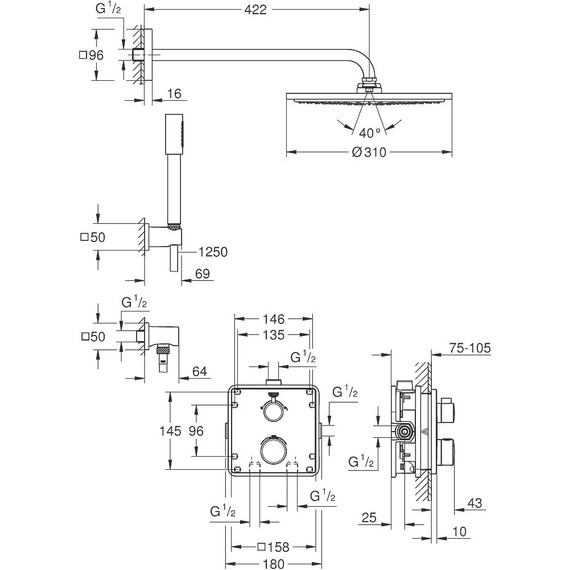 Душевая система для душа с термостатом Grohe Grohtherm 34730000 - фото 2