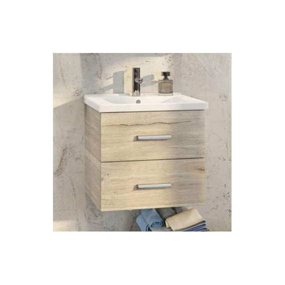 Тумба подвесная с раковиной Comforty Парма 60 см, дуб дымчатый - фото 