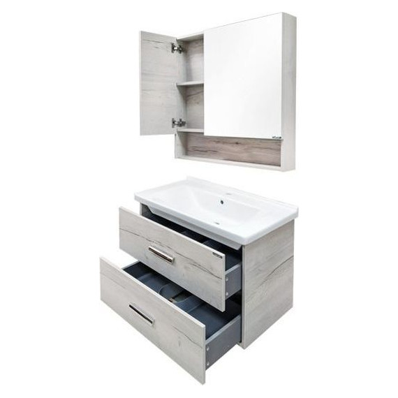 Тумба подвесная с раковиной Comforty Парма 80 см, дуб дымчатый - фото 6