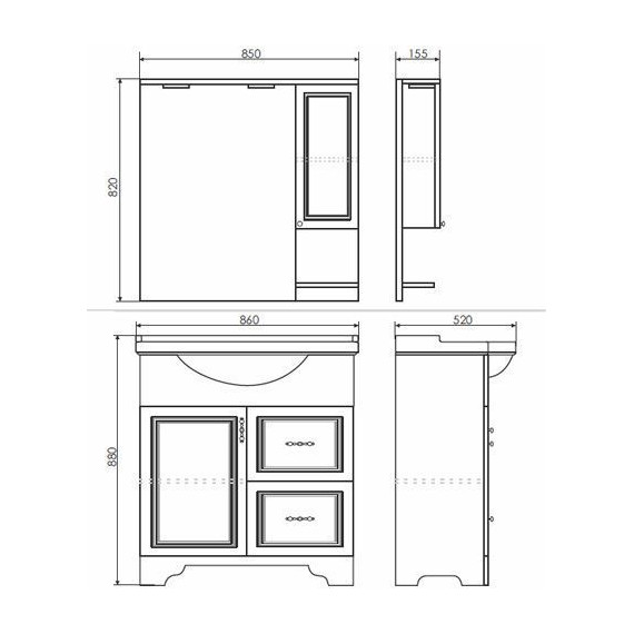Тумба напольная с раковиной Comforty Севилья 85 см, слоновая кость - фото 9