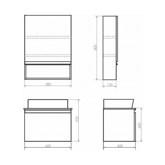 Тумба подвесная с раковиной Comforty Эдинбург 60 см (раковина 9055RA-50), бетон светлый - фото 10