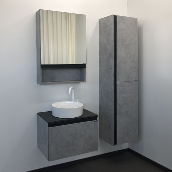 Тумба подвесная с раковиной Comforty Эдинбург 60 см (раковина 9111), бетон светлый - фото 5