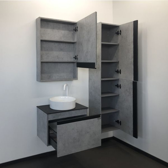 Тумба подвесная с раковиной Comforty Эдинбург 60 см (раковина 9111), бетон светлый - фото 6