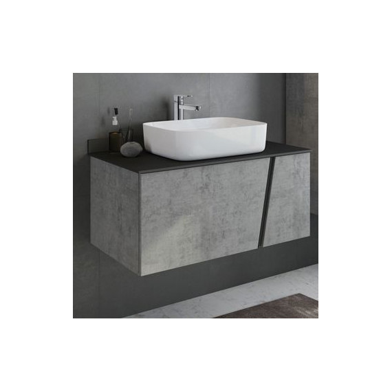 Тумба подвесная с раковиной Comforty Эдинбург 90 см, бетон светлый - фото 