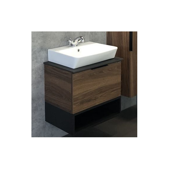 Тумба подвесная с раковиной Comforty Штутгарт 60 см (раковина 9055RA-50), дуб тёмно-коричневый - фото 