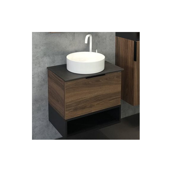 Тумба подвесная с раковиной Comforty Штутгарт 60 см (раковина 9111), дуб тёмно-коричневый - фото 