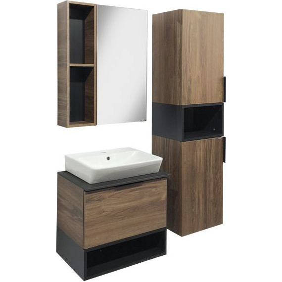 Тумба подвесная с раковиной Comforty Штутгарт 60 см (раковина 9055RA-50), дуб тёмно-коричневый - фото 7