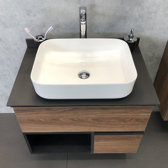 Тумба подвесная с раковиной Comforty Штутгарт 75 см, дуб тёмно-коричневый - фото 8