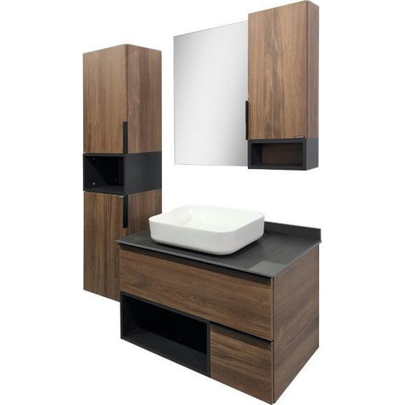 Тумба подвесная с раковиной Comforty Штутгарт 90 см, дуб тёмно-коричневый - фото 6