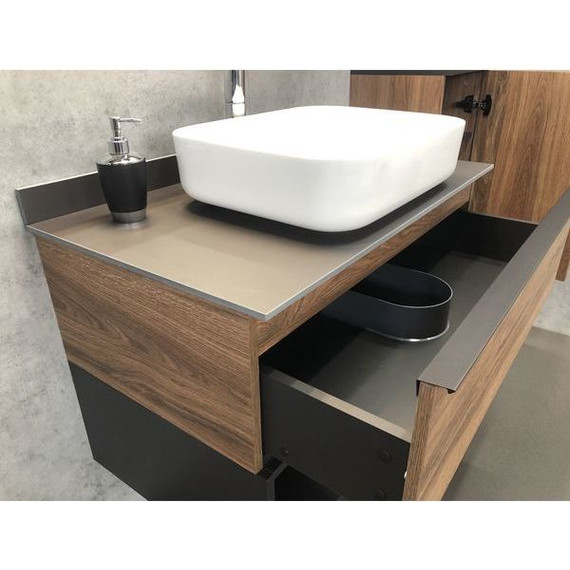 Тумба подвесная с раковиной Comforty Штутгарт 90 см, дуб тёмно-коричневый - фото 9