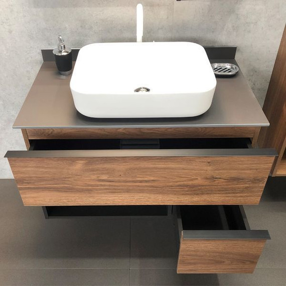 Тумба подвесная с раковиной Comforty Штутгарт 90 см, дуб тёмно-коричневый - фото 10