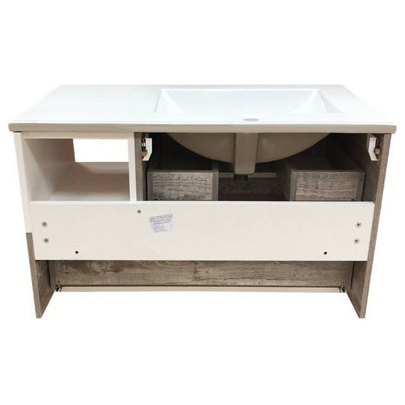 Тумба подвесная с раковиной Comforty Турин 90L см, дуб бежевый - фото 11