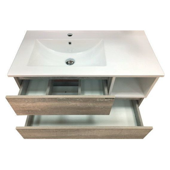 Тумба подвесная с раковиной Comforty Турин 90L см, дуб бежевый - фото 10