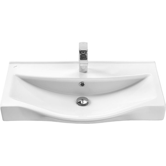 Тумба подвесная с раковиной Акватон Нортон 80 см 1A2489K0NT010, белый/дуб эндгрейн - фото 16