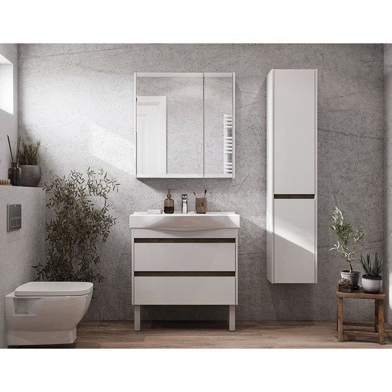 Пенал подвесной Акватон Нортон 34 см 1A249403NT01R, белый/дуб эндгрейн - фото 8