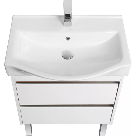 Тумба подвесная с раковиной Акватон Нортон 65 см 1A2488K0NT010, белый/дуб эндгрейн - фото 6