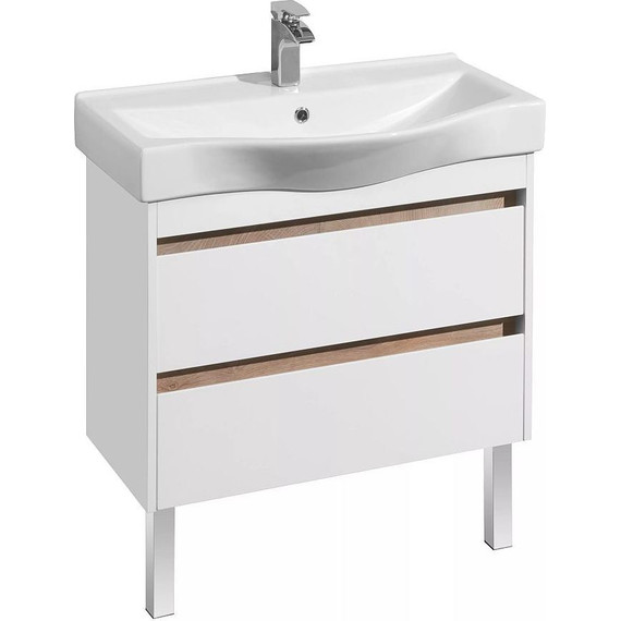 Тумба подвесная с раковиной Акватон Нортон 80 см 1A2489K0NT010, белый/дуб эндгрейн - фото 4