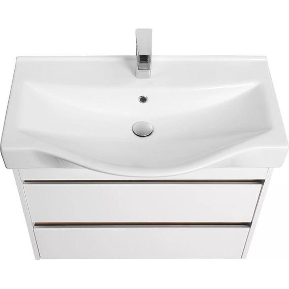 Тумба подвесная с раковиной Акватон Нортон 80 см 1A2489K0NT010, белый/дуб эндгрейн - фото 5