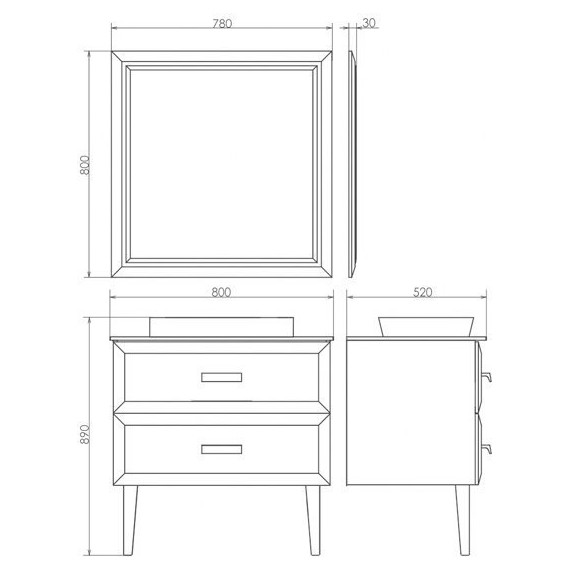 Зеркало Comforty Империя 80 см, белый - фото 4