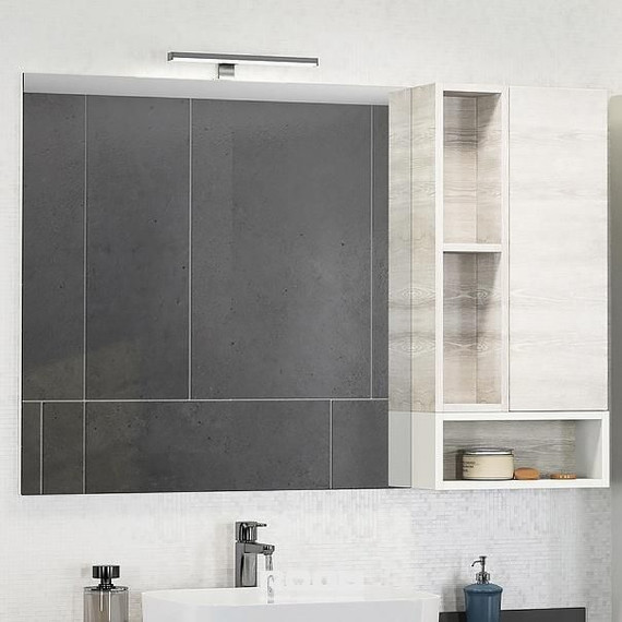 Зеркало-шкаф Comforty Прага 120 см, дуб белый - фото 