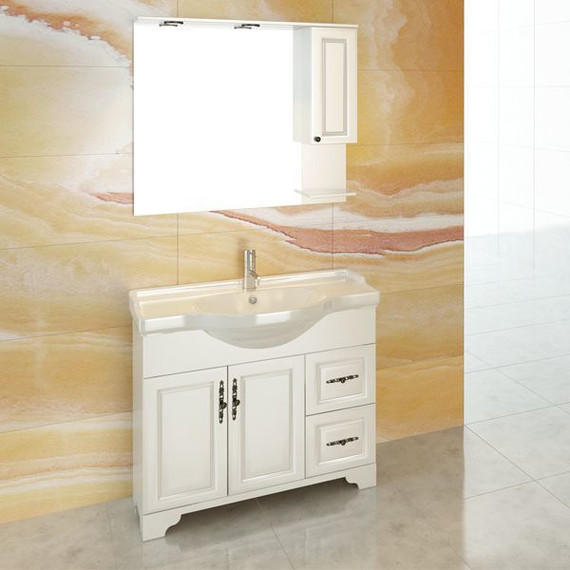 Зеркало-шкаф Comforty Севилья 100 см, слоновая кость - фото 3