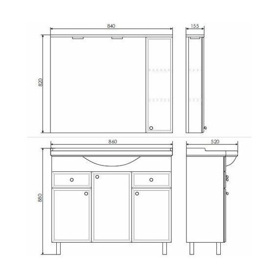 Зеркало-шкаф Comforty Сочи 85 см, белый - фото 7