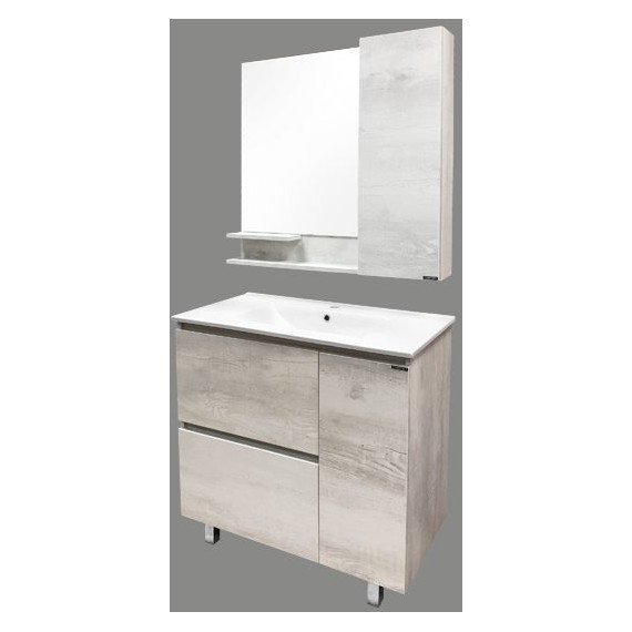 Зеркало-шкаф Comforty Верона 90 см, дуб белый - фото 5