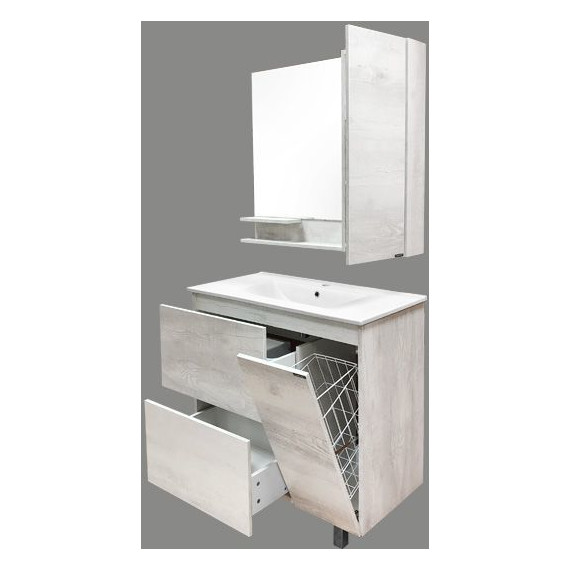 Зеркало-шкаф Comforty Верона 90 см, дуб белый - фото 6