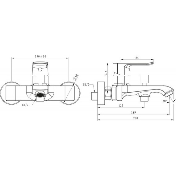 Смеситель для ванны BelBagno Disco DIS-VASM-CRM - фото 2