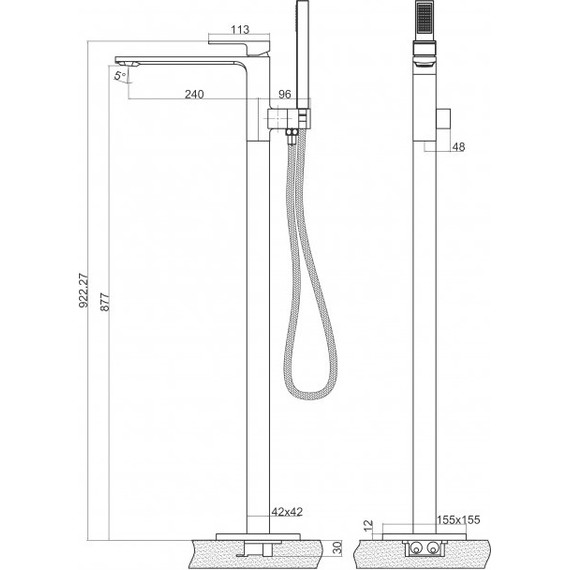 Смеситель для ванны BelBagno Luce LUC-FMT-CRM, Цвет производителя: хром - фото 2