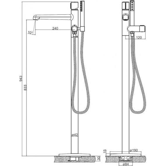 Смеситель для ванны BelBagno UNO-FMT-CRM, Цвет производителя: хром - фото 2