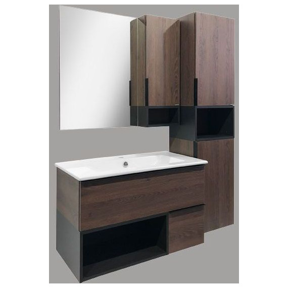 Зеркало-шкаф Comforty Франкфурт 90 см, дуб шоколадно-коричневый - фото 6