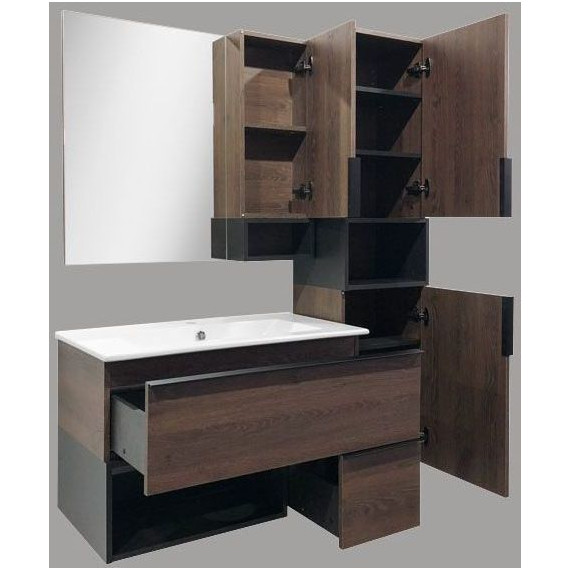 Зеркало-шкаф Comforty Франкфурт 90 см, дуб шоколадно-коричневый - фото 7