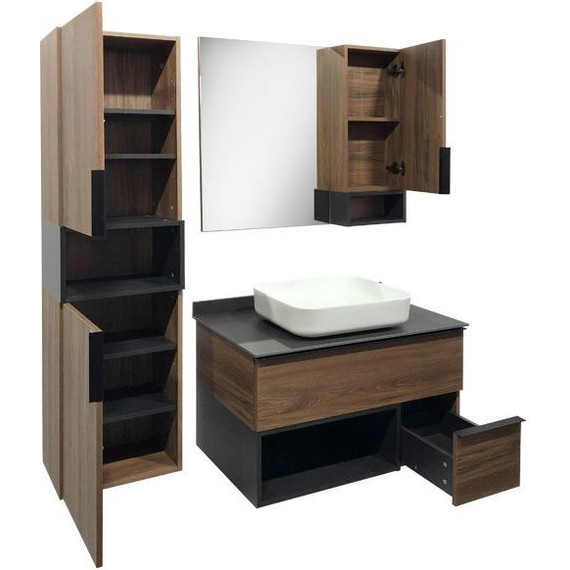 Зеркало-шкаф Comforty Штутгарт 90 см, дуб тёмно-коричневый - фото 6