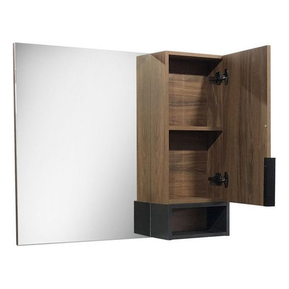 Зеркало-шкаф Comforty Штутгарт 90 см, дуб тёмно-коричневый - фото 
