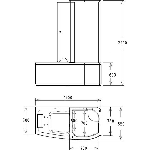 Ванна гидромассажная с душевой кабиной Gemy G8040 B 170x85 см R - фото 5