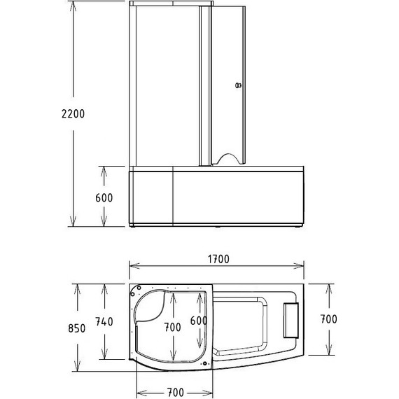 Ванна гидромассажная с душевой кабиной Gemy G8040 C 170x85 см L - фото 4