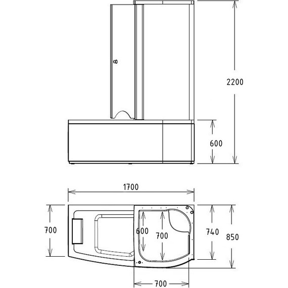 Ванна гидромассажная с душевой кабиной Gemy G8040 C 170x85 см R - фото 4