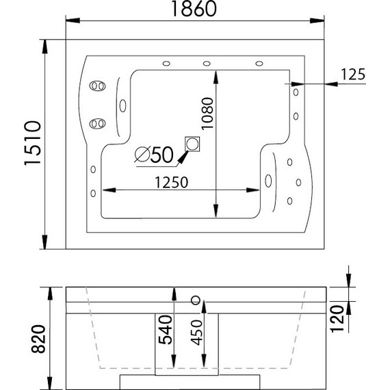 Ванна гидромассажная Gemy G9052 II B 186x151 см L - фото 3