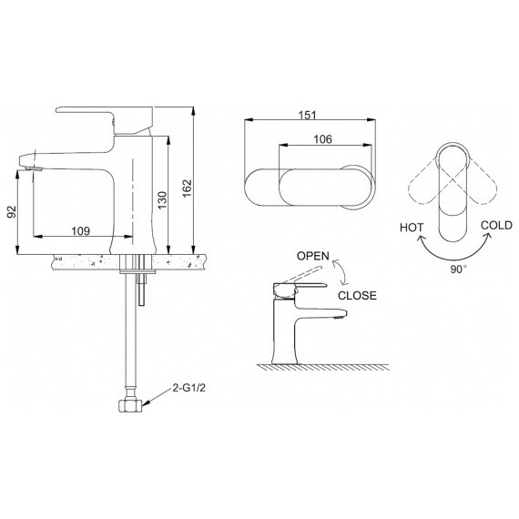 Смеситель для раковины BRAVAT OPAL F1125183CP-RUS - фото 2