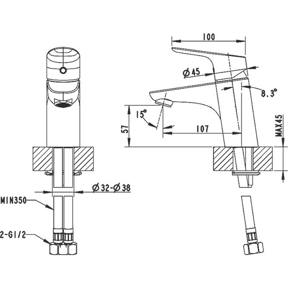Смеситель для раковины BRAVAT DROP F14898C-1 - фото 2