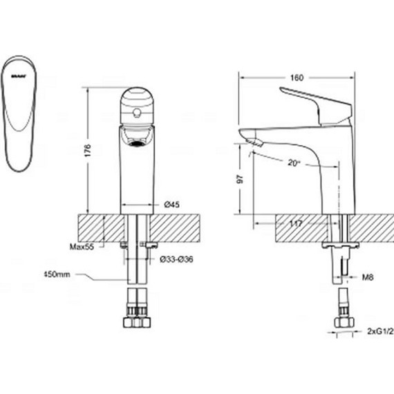 Смеситель для раковины BRAVAT DROP F14898C-RUS - фото 2