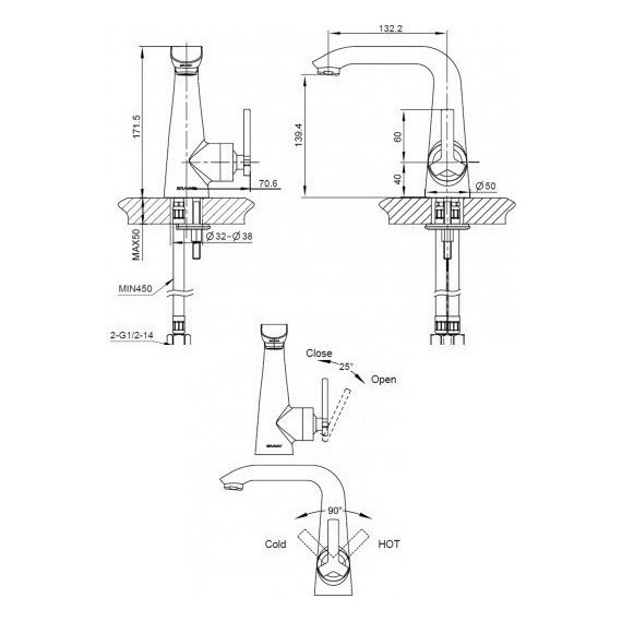 Смеситель для раковины BRAVAT WATERFALL F173107C-1 - фото 4