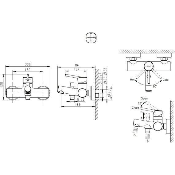 Смеситель для ванны BRAVAT Palace F6172217CP-01-RUS - фото 5