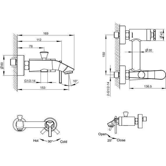 Смеситель для ванны BRAVAT WATERFALL F673107C-01 - фото 3