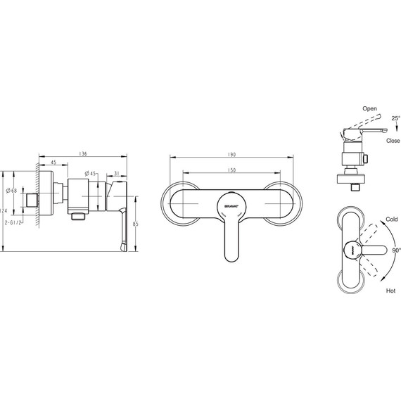 Смеситель для душа BRAVAT STREAM F93783C-01A - фото 3